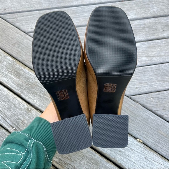 Also Love U Platform Square Toe Chunky High Heel Tassel Khaki Tan Loafers Sz 36 - Picture 12 of 16